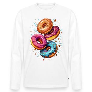 Flying donuts - Men's Premium Organic Long Sleeve Shirt - white - Front - Nico (187cm)