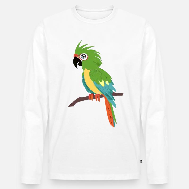Papagei - Männer Premium Bio Langarmshirt - Weiß