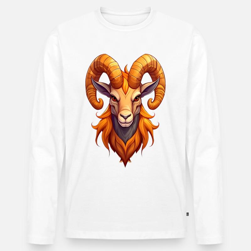 Steinbock - Männer Premium Bio Langarmshirt - Weiß
