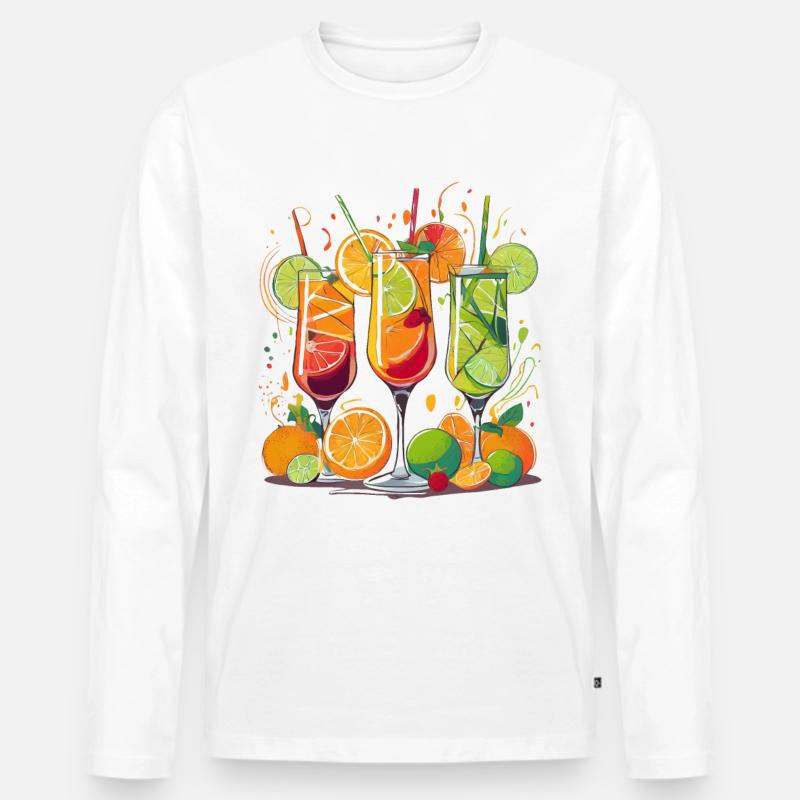 Cocktails - Männer Premium Bio Langarmshirt - Weiß