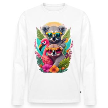 Koala, sloth and flamingo in summer - Men's Premium Organic Long Sleeve Shirt - white - Front - Nico (187cm)