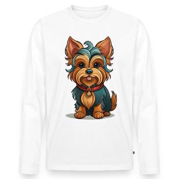 Yorkshire Terrier - Männer Premium Bio Langarmshirt - Weiß - Vorne - Nico (187cm)