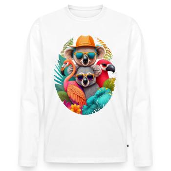 Koala, sloth and flamingo in summer - Men's Premium Organic Long Sleeve Shirt - white - Front - Nico (187cm)