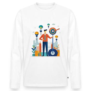 Affaires et marketing - T-shirt manches longues Premium bio Homme - blanc - Devant - Nico (187cm)