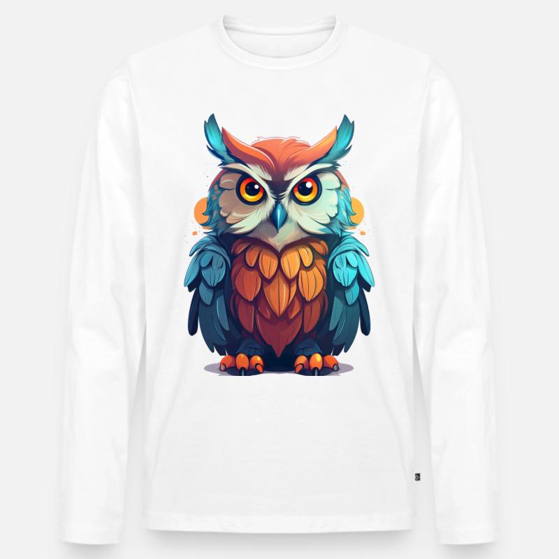 Niedliche Eule - Männer Premium Bio Langarmshirt - Weiß