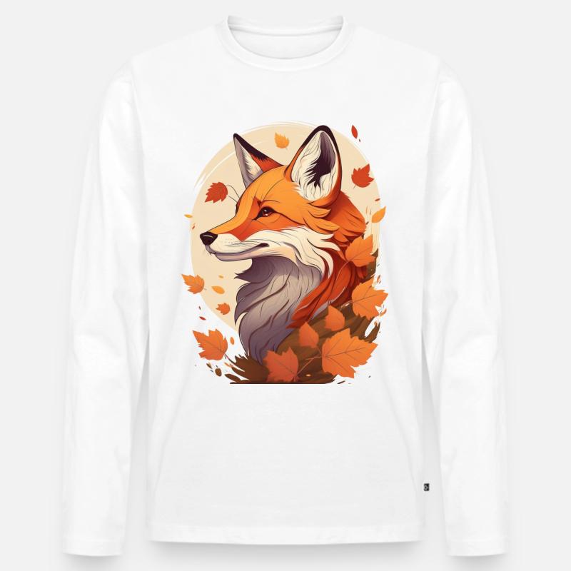 Ein Fuchs im Herbst - Männer Premium Bio Langarmshirt - Weiß