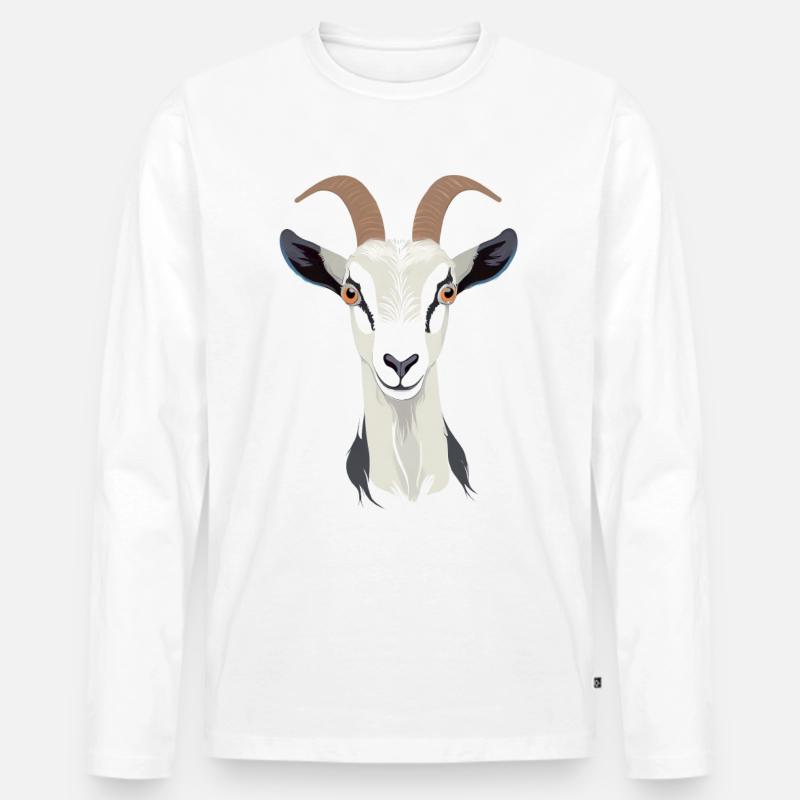 Ziege - Männer Premium Bio Langarmshirt - Weiß