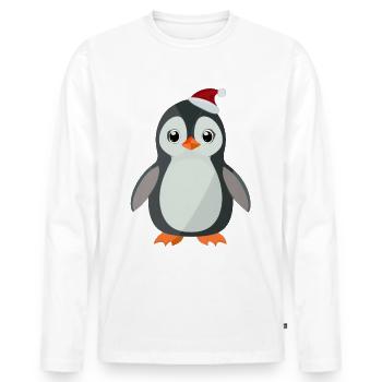 Pingouin pour Noël - T-shirt manches longues Premium bio Homme - blanc - Devant - Nico (187cm)