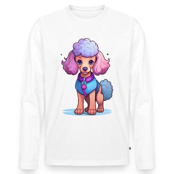 Poodle illustration in pink and purple - Men's Premium Organic Long Sleeve Shirt - white - Front - Nico (187cm)