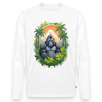 Gorilla im Dschungel - Männer Premium Bio Langarmshirt - Weiß - Vorne - Nico (187cm)