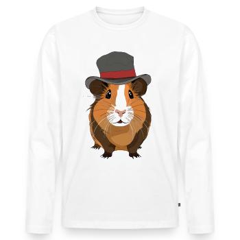 Cute guinea pig with hat - Men's Premium Organic Long Sleeve Shirt - white - Front - Nico (187cm)