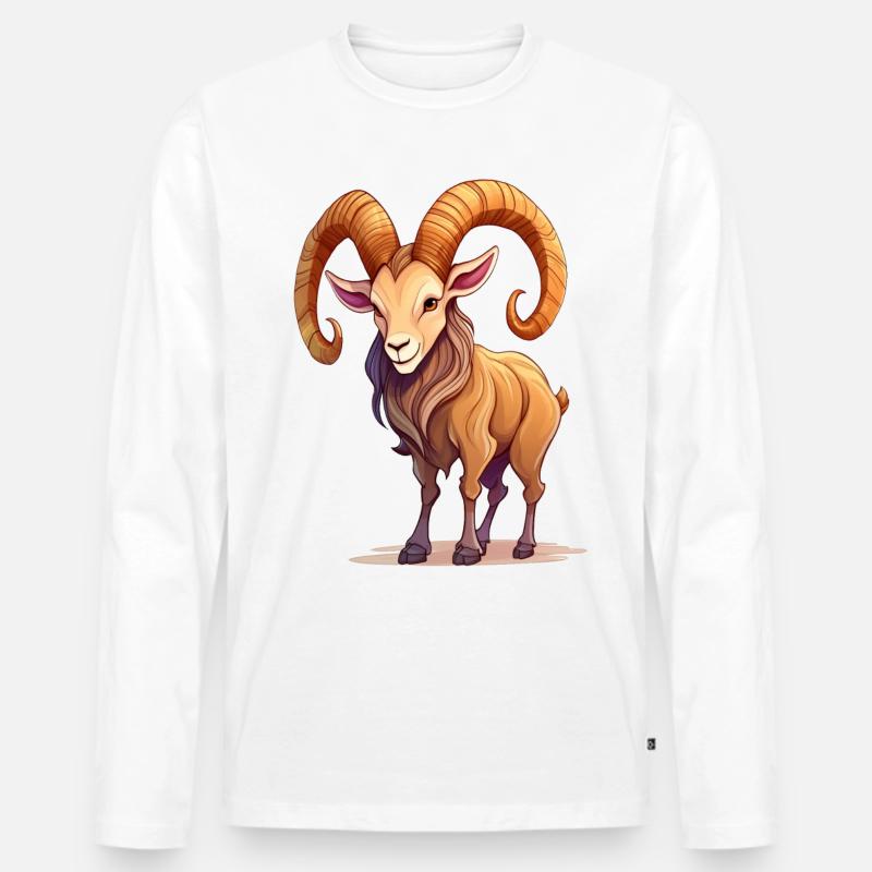 Steinbock - Männer Premium Bio Langarmshirt - Weiß