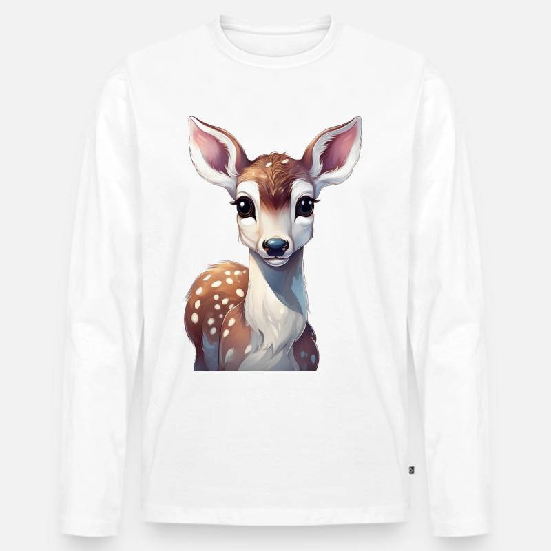 Reh Kitz - Männer Premium Bio Langarmshirt - Weiß