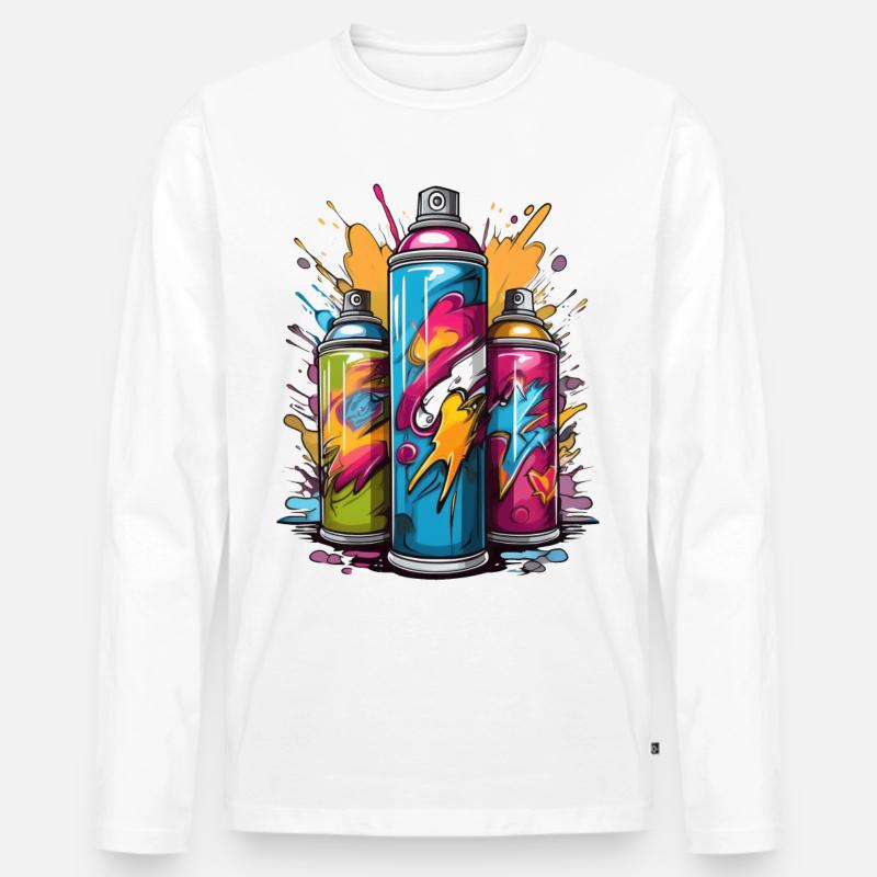 Graffiti Spraydosen - Männer Premium Bio Langarmshirt - Weiß