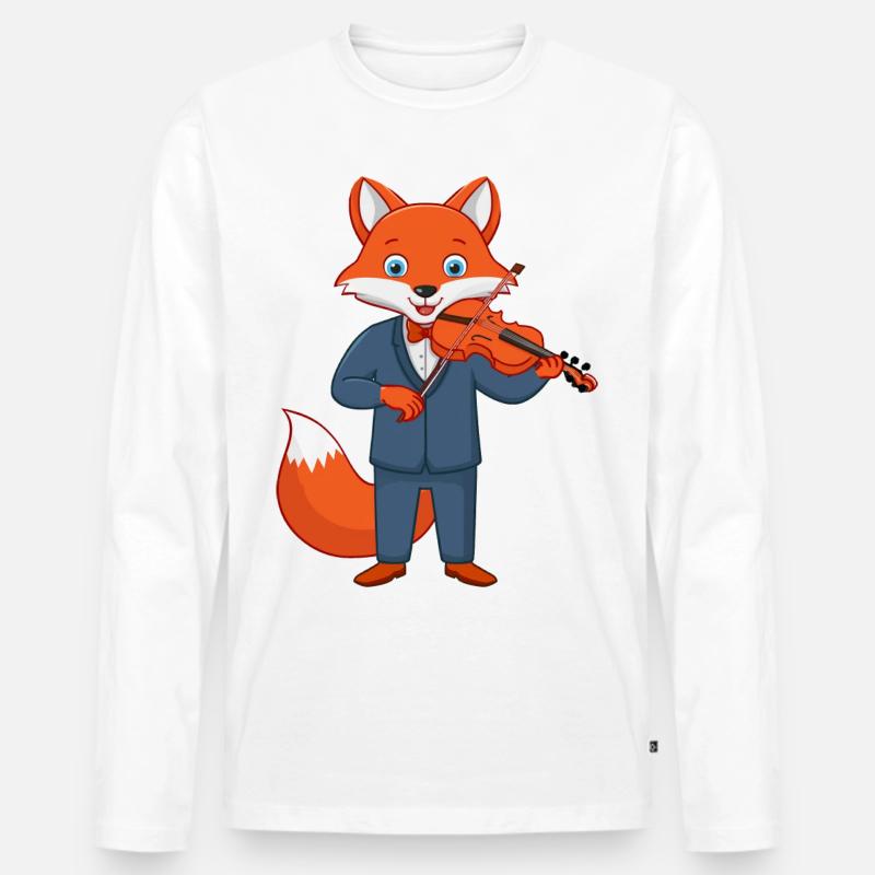 Ein Fuchs, der Geige spielt - Männer Premium Bio Langarmshirt - Weiß