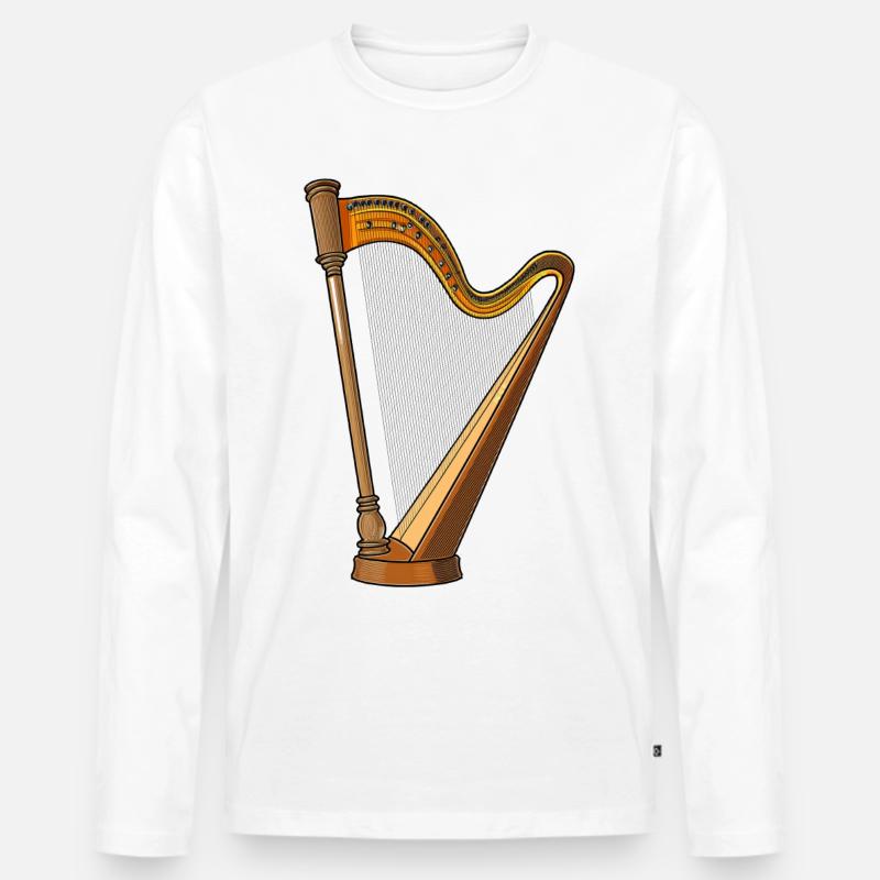 Harfe - Männer Premium Bio Langarmshirt - Weiß