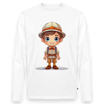 Pfadfinder - Männer Premium Bio Langarmshirt - Weiß - Vorne - Nico (187cm)