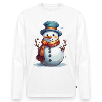 Snowman in Winter – Cartoon Illustration - Men's Premium Organic Long Sleeve Shirt - white - Front - Nico (187cm)