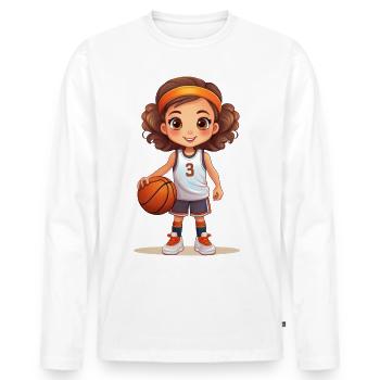 Joueur de basket-ball avec un ballon de basket à la main - T-shirt manches longues Premium bio Homme - blanc - Devant - Nico (187cm)