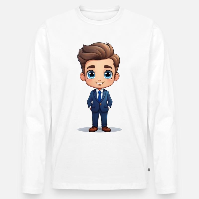 Geschäftsmann oder Businessmann - Männer Premium Bio Langarmshirt - Weiß