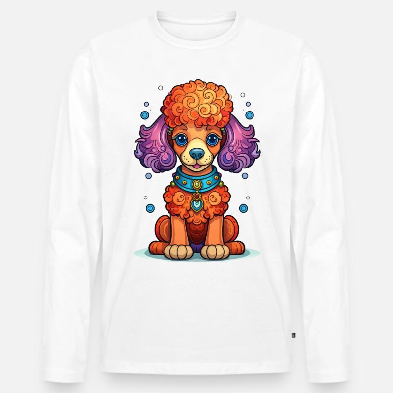 Pudel - Männer Premium Bio Langarmshirt - Weiß