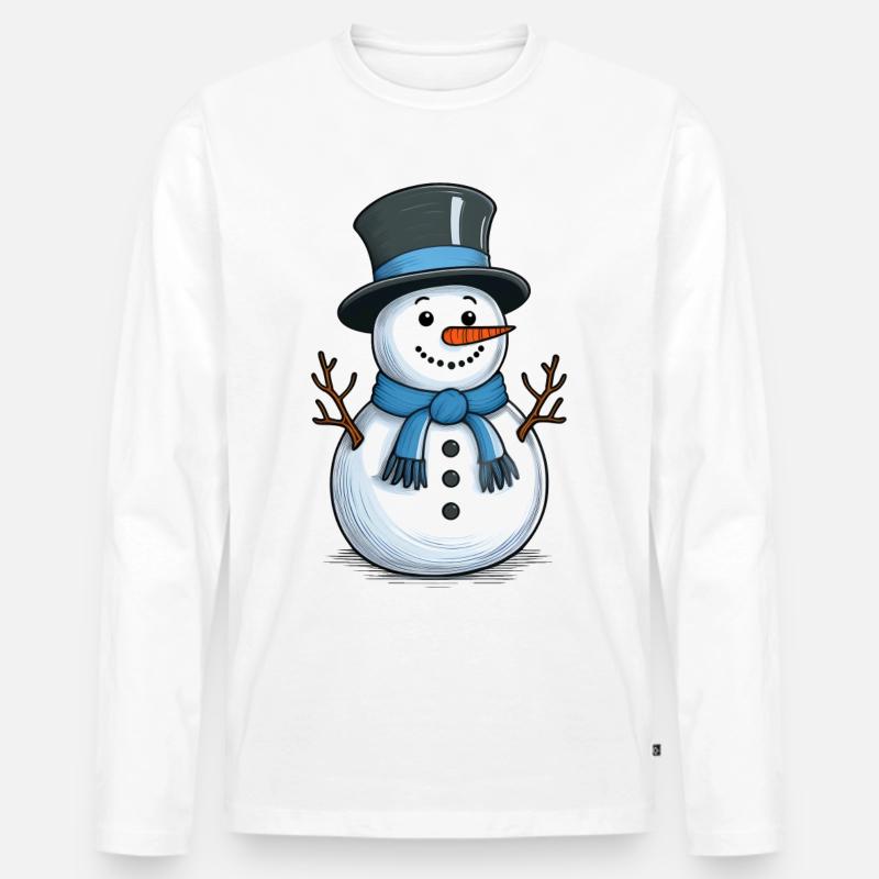 Schneemann - Männer Premium Bio Langarmshirt - Weiß
