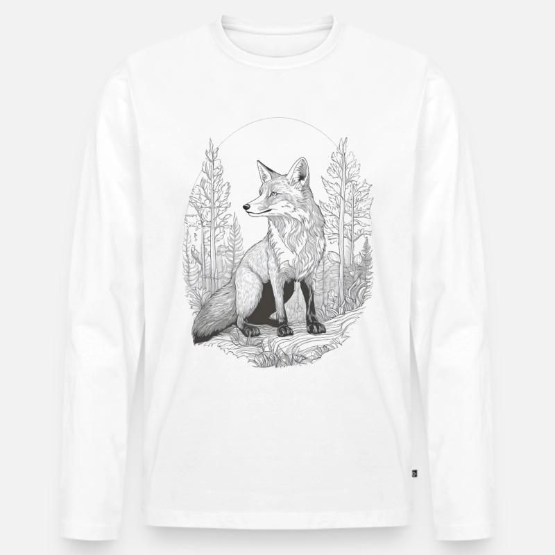 Fuchs im Wald - Männer Premium Bio Langarmshirt - Weiß