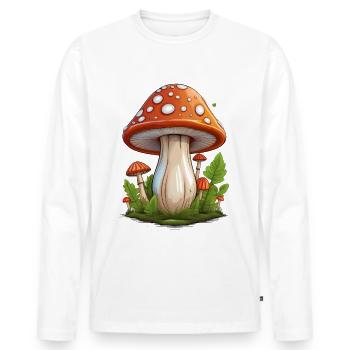 Le champignon porte chance - T-shirt manches longues Premium bio Homme - blanc - Devant - Nico (187cm)