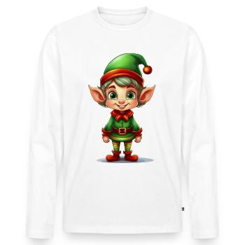 A cute Christmas elf - Men's Premium Organic Long Sleeve Shirt - white - Front - Nico (187cm)