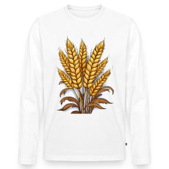 Grain ear - Men's Premium Organic Long Sleeve Shirt - white - Front - Nico (187cm)