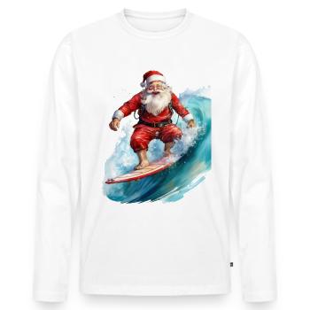 Der Weihnachtsmann auf einem Surfbrett - Männer Premium Bio Langarmshirt - Weiß - Vorne - Nico (187cm)