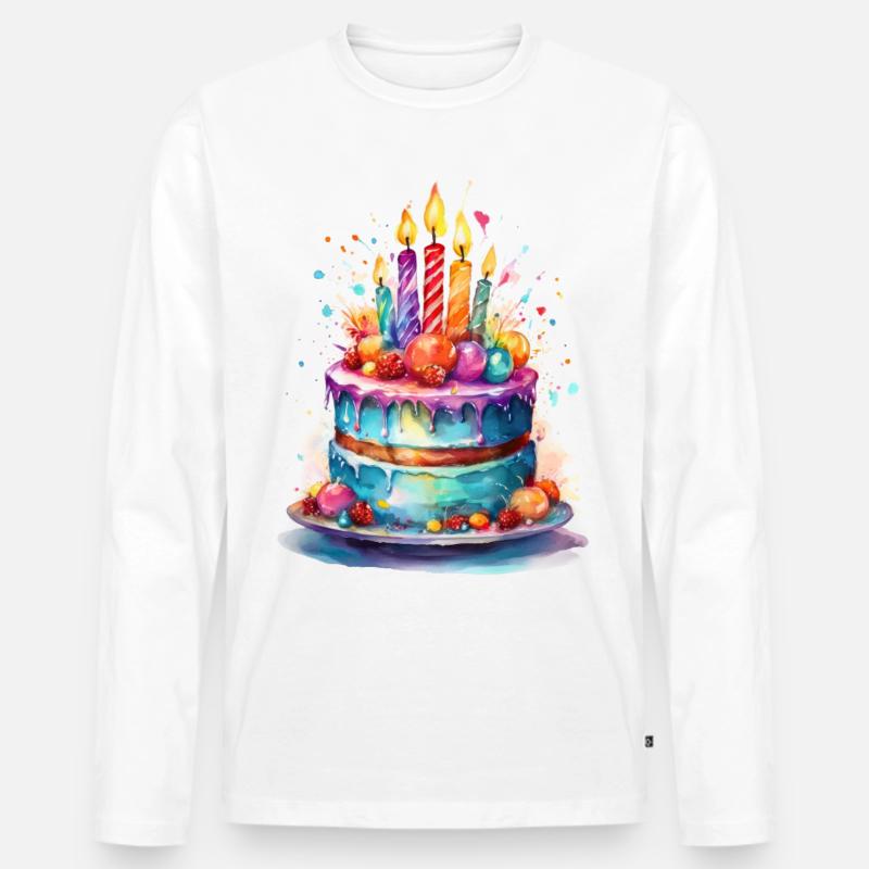 Torta di compleanno - Una torta per il compleanno - Maglia a manica lunga ecologica premium da uomo - bianco