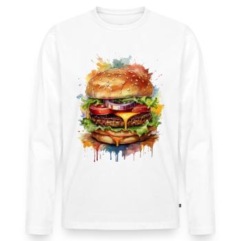 Hamburger - T-shirt manches longues Premium bio Homme - blanc - Devant - Nico (187cm)