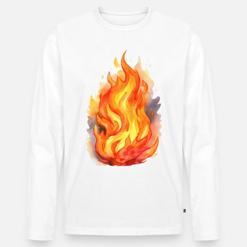 Feuer - Männer Premium Bio Langarmshirt - Weiß