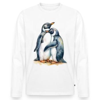 Des pingouins blottis les uns contre les autres - T-shirt manches longues Premium bio Homme - blanc - Devant - Nico (187cm)