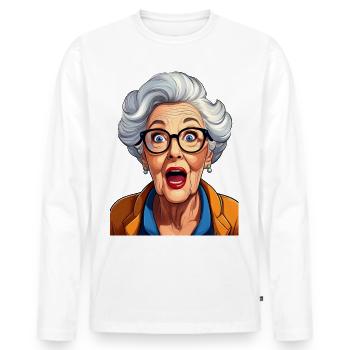 Grand-mère étonnée - T-shirt manches longues Premium bio Homme - blanc - Devant - Nico (187cm)