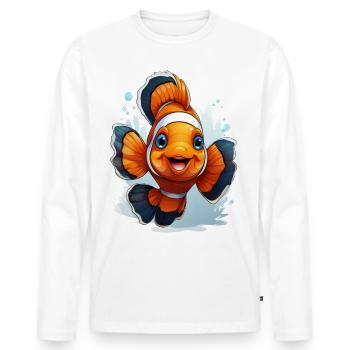 Poisson-clown - T-shirt manches longues Premium bio Homme - blanc - Devant - Nico (187cm)