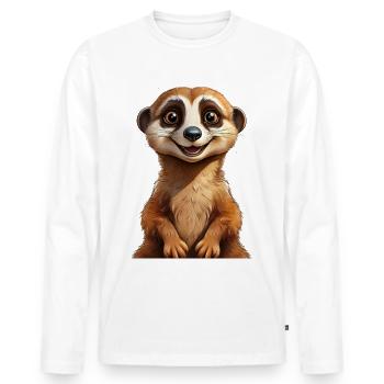 Erdmännchen - Männer Premium Bio Langarmshirt - Weiß - Vorne - Nico (187cm)