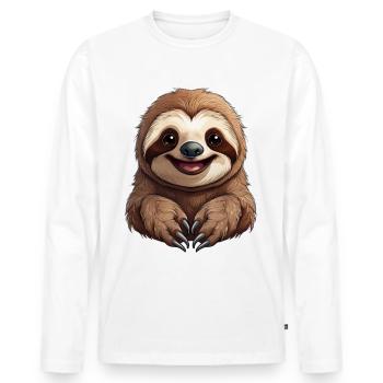 A happy sloth - Men's Premium Organic Long Sleeve Shirt - white - Front - Nico (187cm)