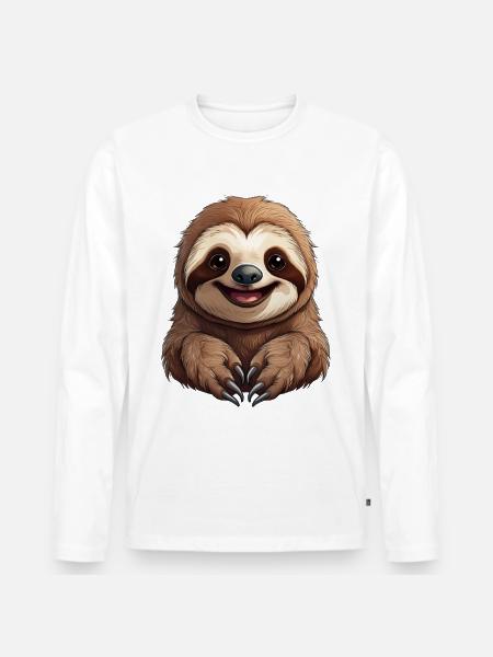 A happy sloth - Men's Premium Organic Long Sleeve Shirt - white