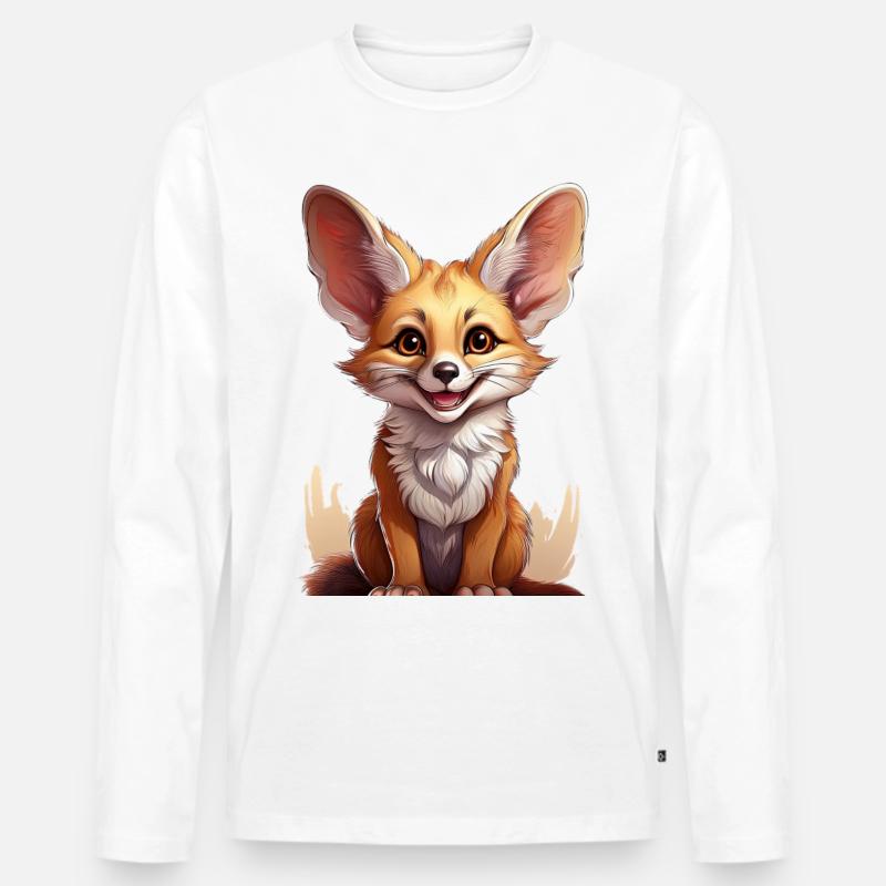Fennek - Männer Premium Bio Langarmshirt - Weiß