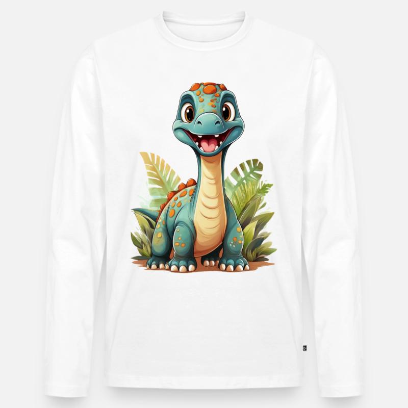 Brachiosaurus Dinosaurier - Männer Premium Bio Langarmshirt - Weiß