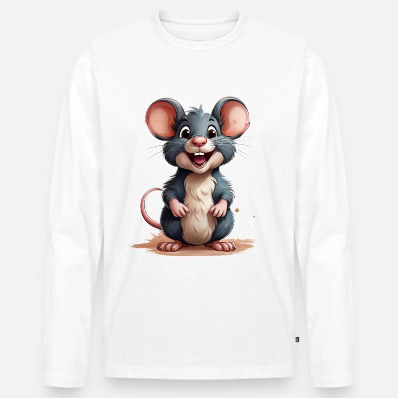 Maus oder Ratte - Männer Premium Bio Langarmshirt - Weiß