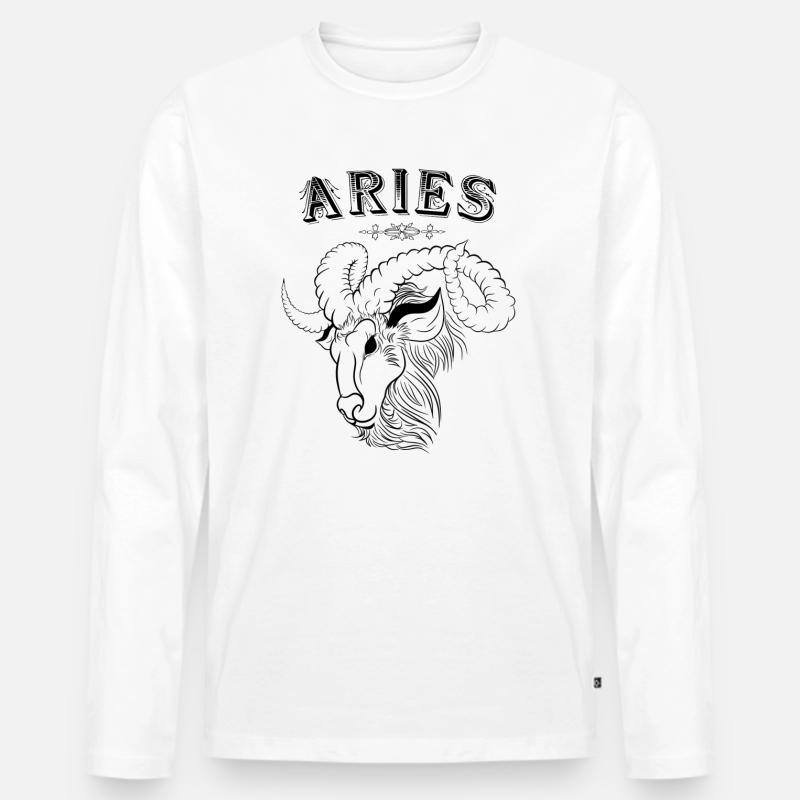 Aries Sternzeichen Widder - Männer Premium Bio Langarmshirt - Weiß