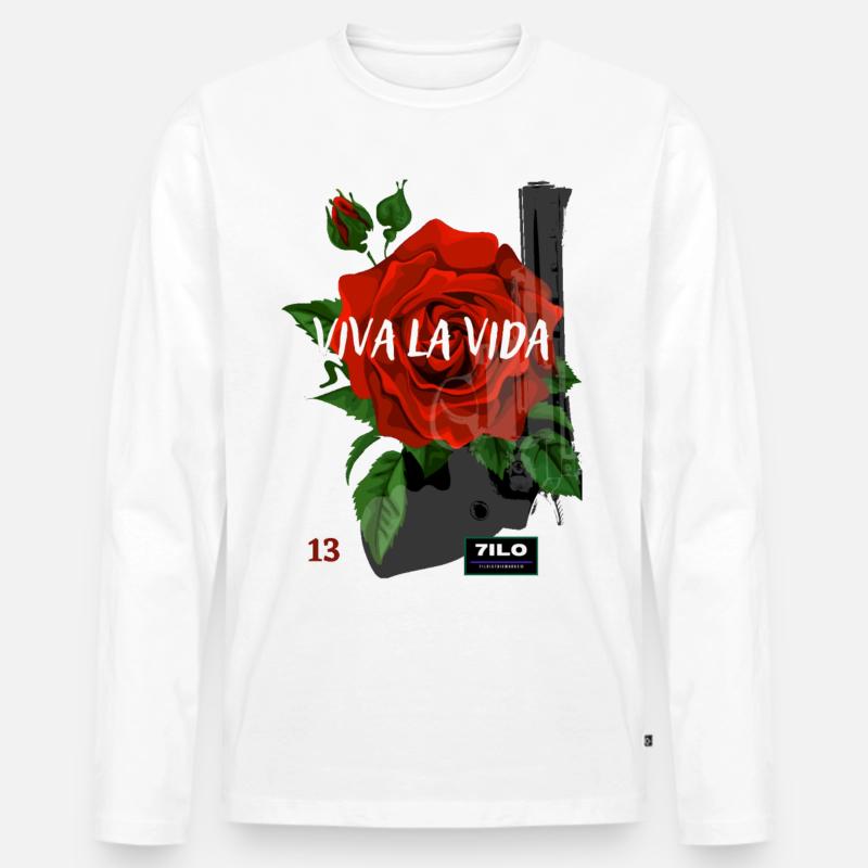 Rose 13 - Männer Premium Bio Langarmshirt - Weiß