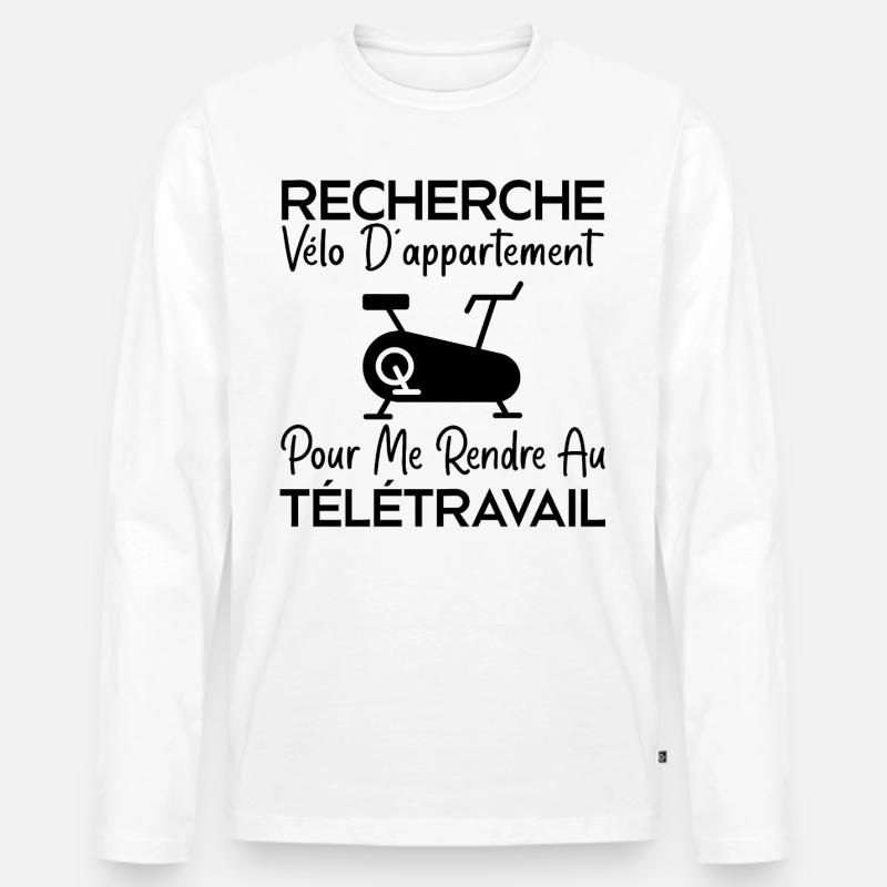 Telearbeit, Arbeitshumor, Bürohumor - Männer Premium Bio Langarmshirt - Weiß
