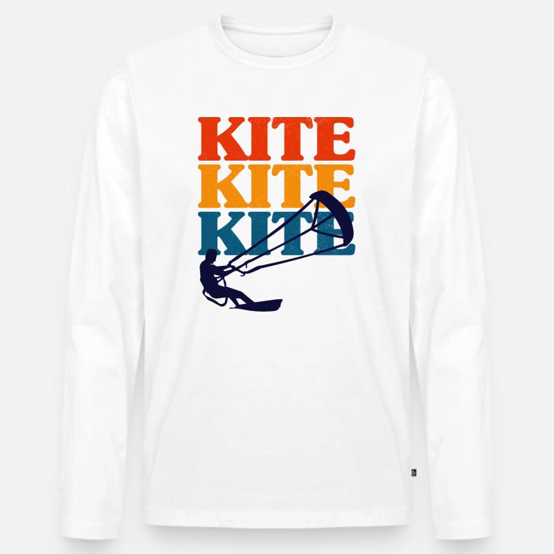 Retro Kitesurfen Kitesurfen Kiteboarding - Männer Premium Bio Langarmshirt - Weiß