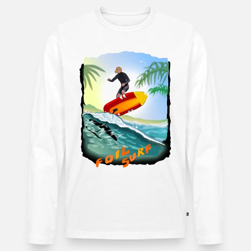 foil surf - foil surfing - foilsurfing - Männer Premium Bio Langarmshirt - Weiß