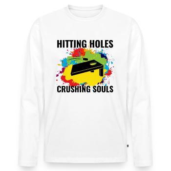 Cornhole Bean Bag Toss Outdoor Lawn Game Funny - Men's Premium Organic Long Sleeve Shirt - white - Front - Nico (187cm)