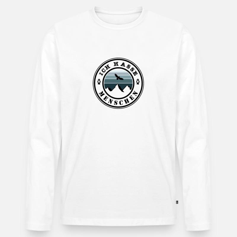 Ich hasse Menschen - Männer Premium Bio Langarmshirt - Weiß